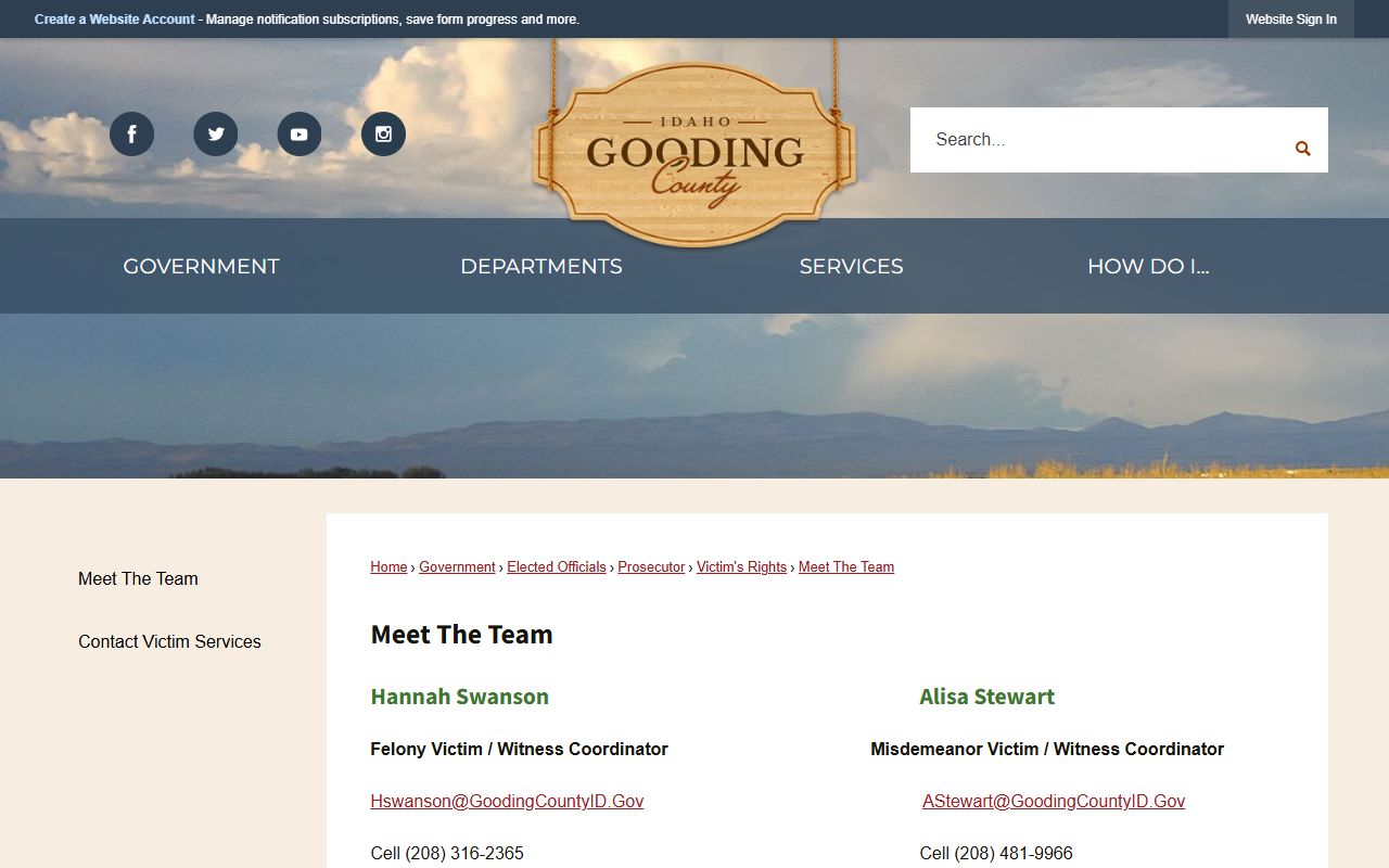 Gooding County arrest records prosecutor victim witness team