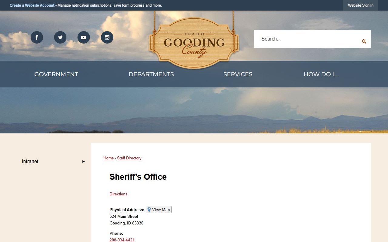 Gooding County arrest records Sheriff directory