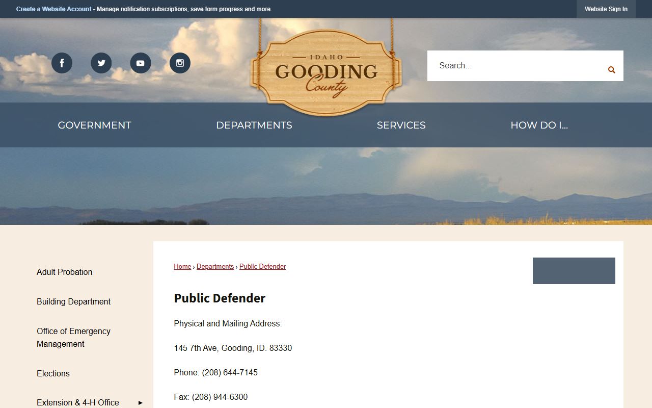 Gooding County arrest records Public Defender page