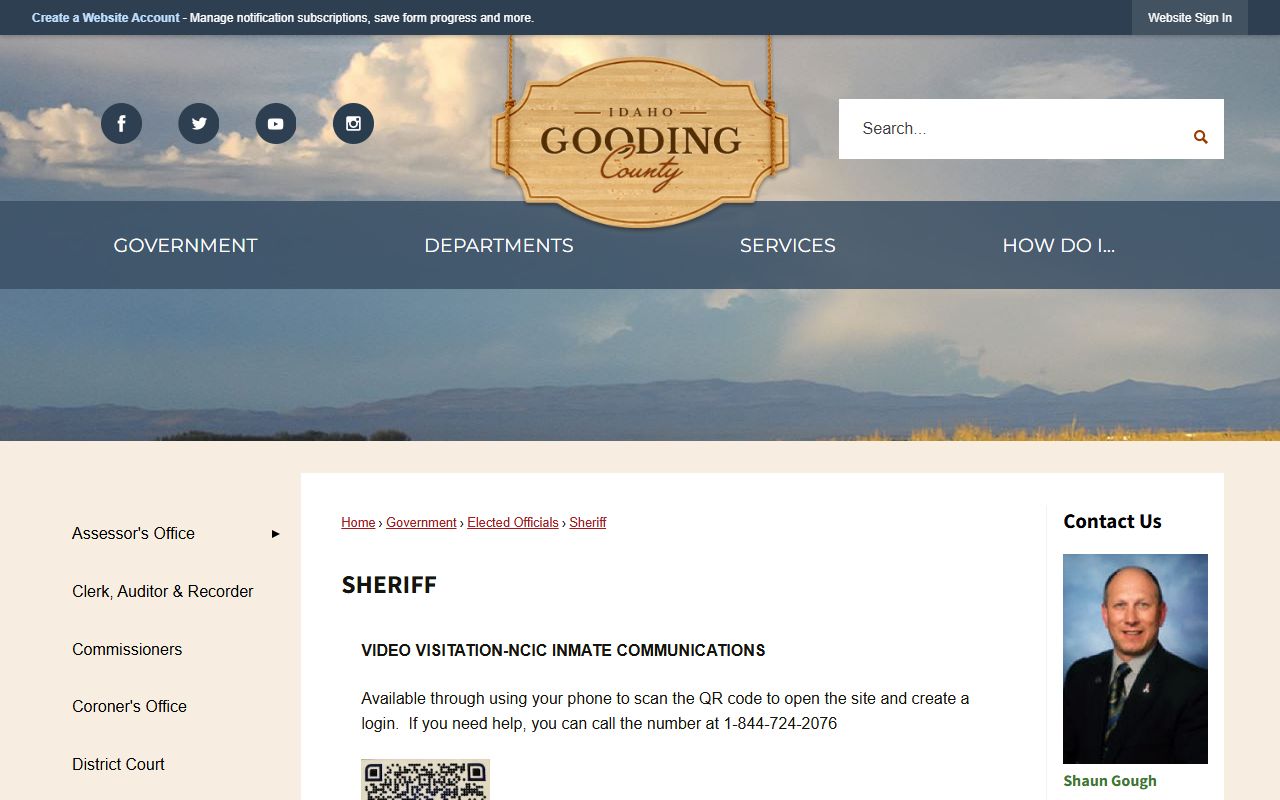 Gooding County arrest records Sheriff page