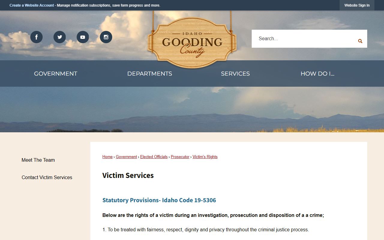 Gooding County arrest records victim rights page