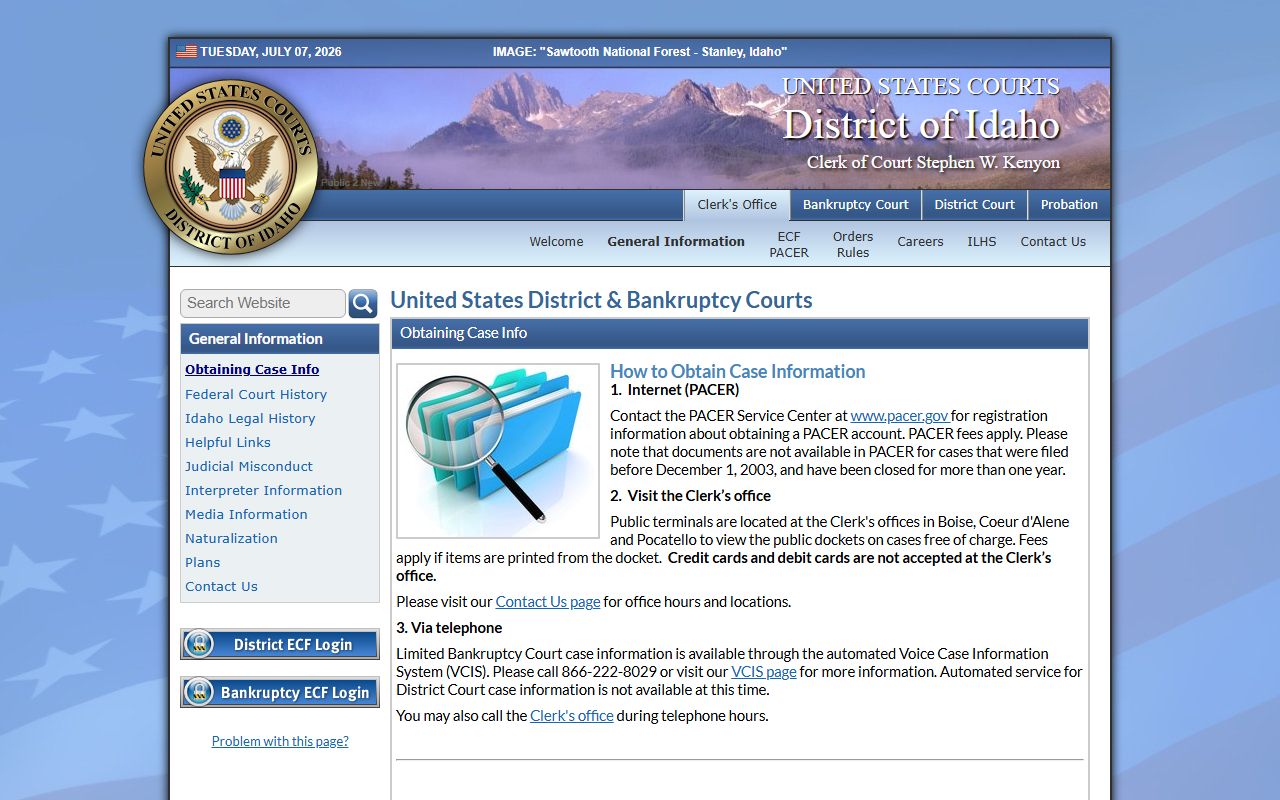 Gooding County court dockets District of Idaho case documents page