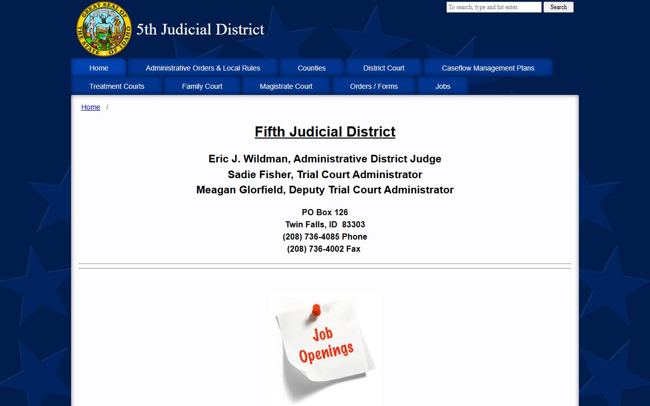 Gooding County court dockets Fifth Judicial District homepage