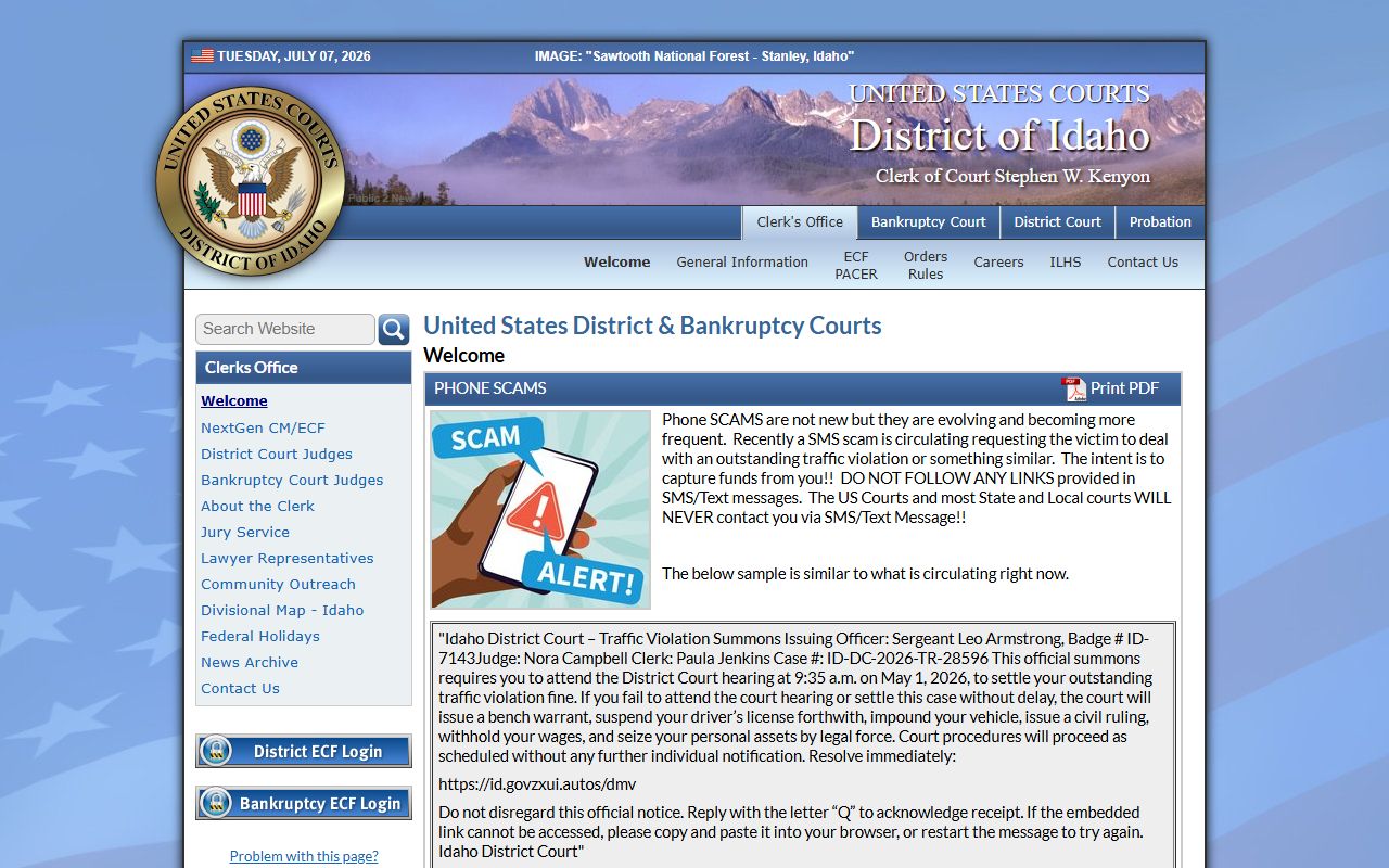 Gooding County court dockets U.S. Courts District of Idaho homepage