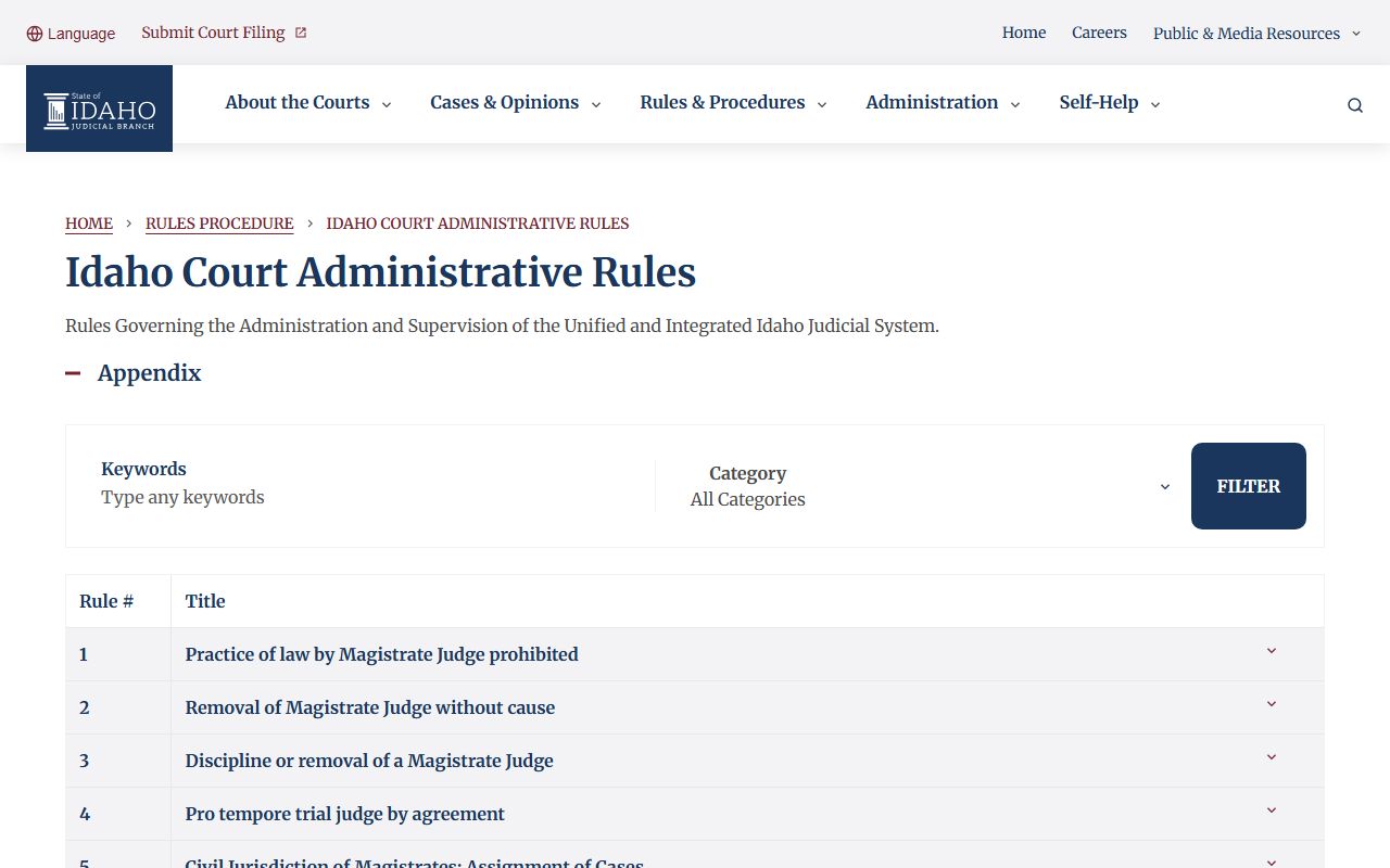 Gooding County court records Idaho Court Administrative Rule 32 source