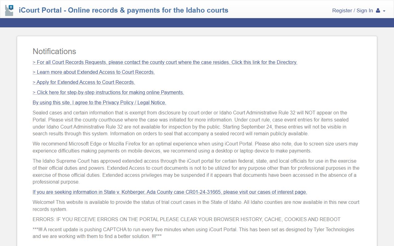 Gooding County Court records iCourt Portal search access