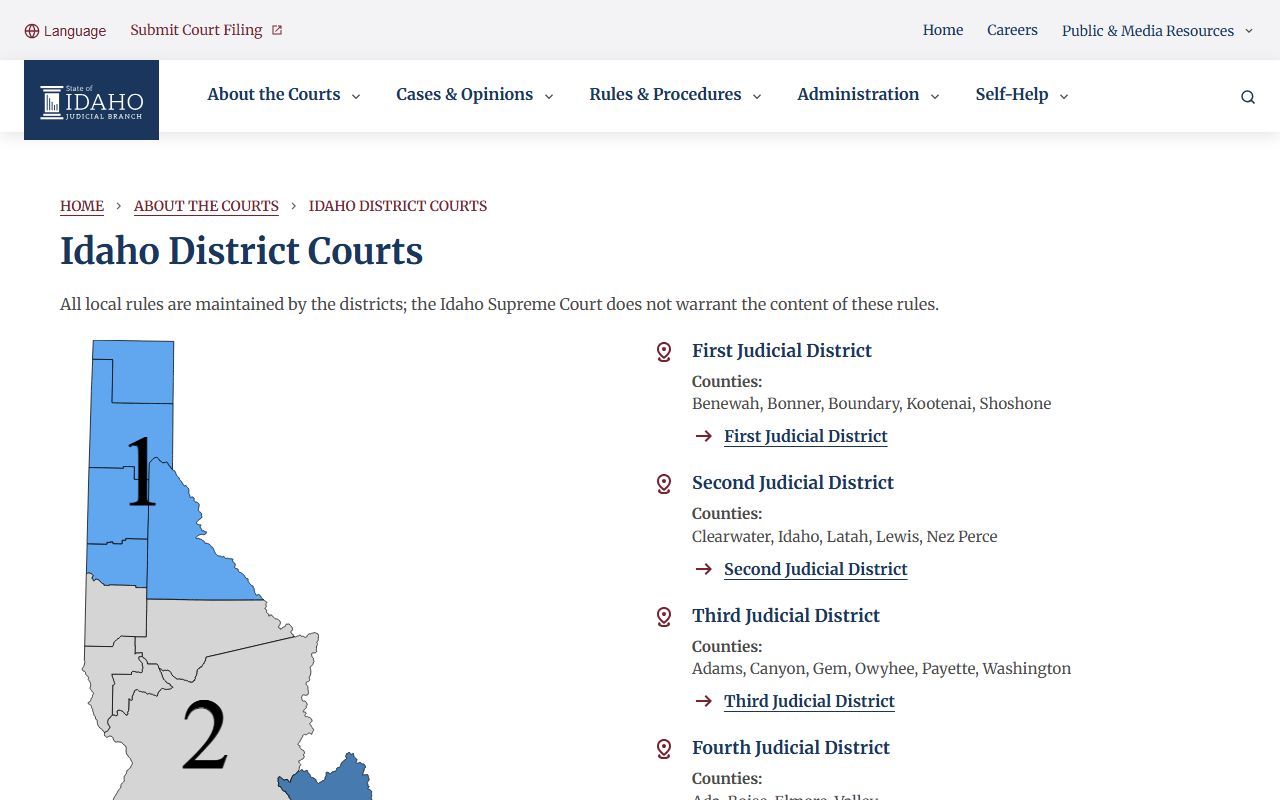 Gooding County Court records Idaho District Court structure