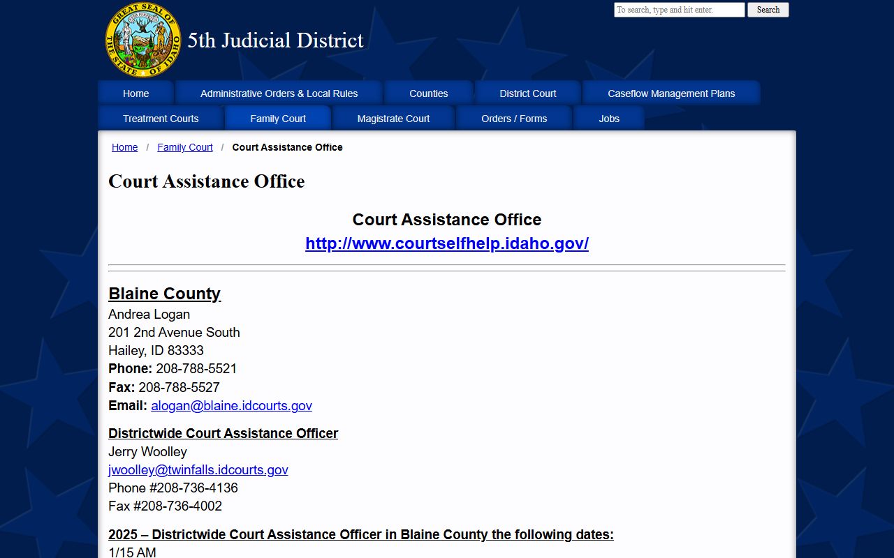 Gooding County probate records Fifth District Court Assistance Office
