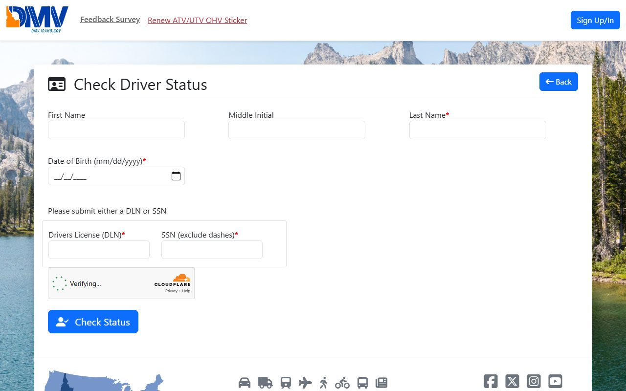 Gooding County traffic records Idaho DMV driver status check