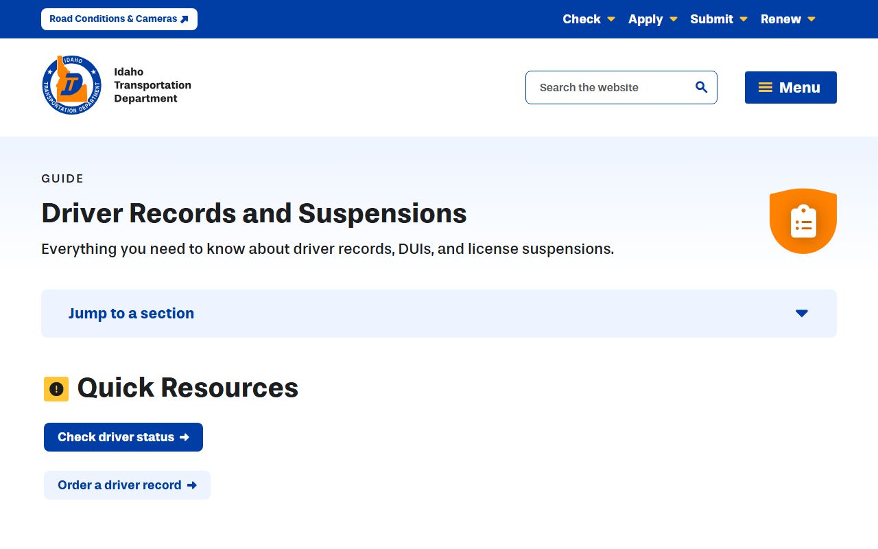 Gooding County traffic court records ITD driver records and suspensions guide