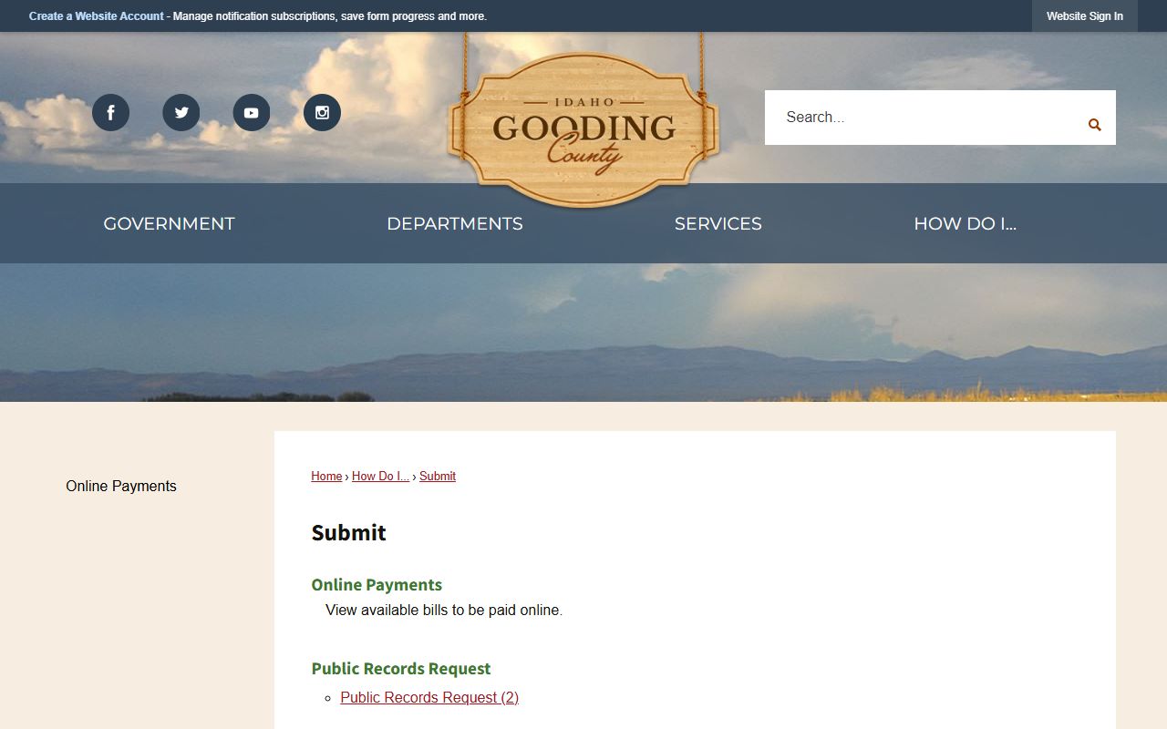 Gooding County warrant search public records request channel